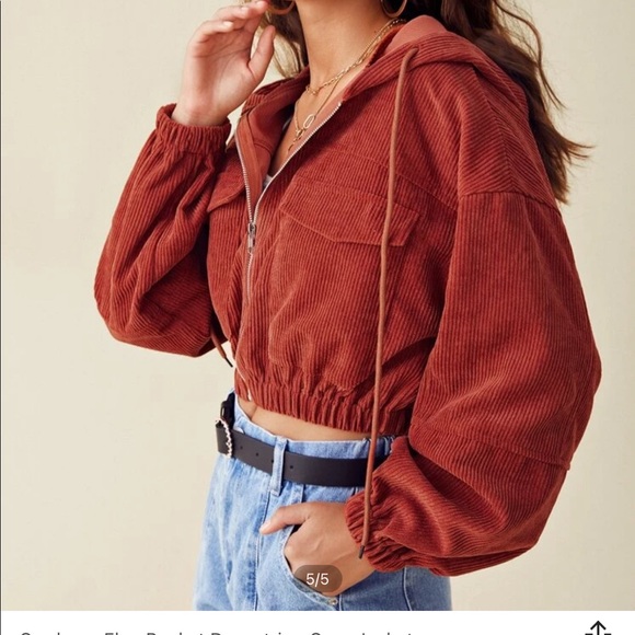 Corduroy draw string crop jacket - Picture 3 of 3